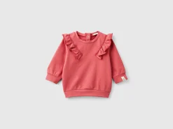 Sweatshirt with rouches in stretch organic cotton