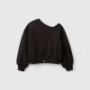 Sweatshirt with uneven neckline