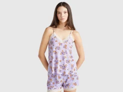 Tank top with lace and floral print