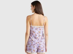 Tank top with lace and floral print