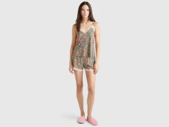 Tank top with lace and floral print