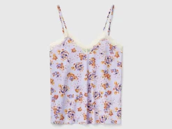 Tank top with lace and floral print