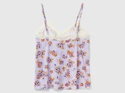 Tank top with lace and floral print