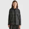 Tartan check wool blend shirt