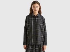 Tartan check wool blend shirt