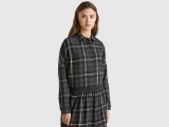 Tartan check wool blend shirt