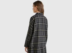 Tartan check wool blend shirt