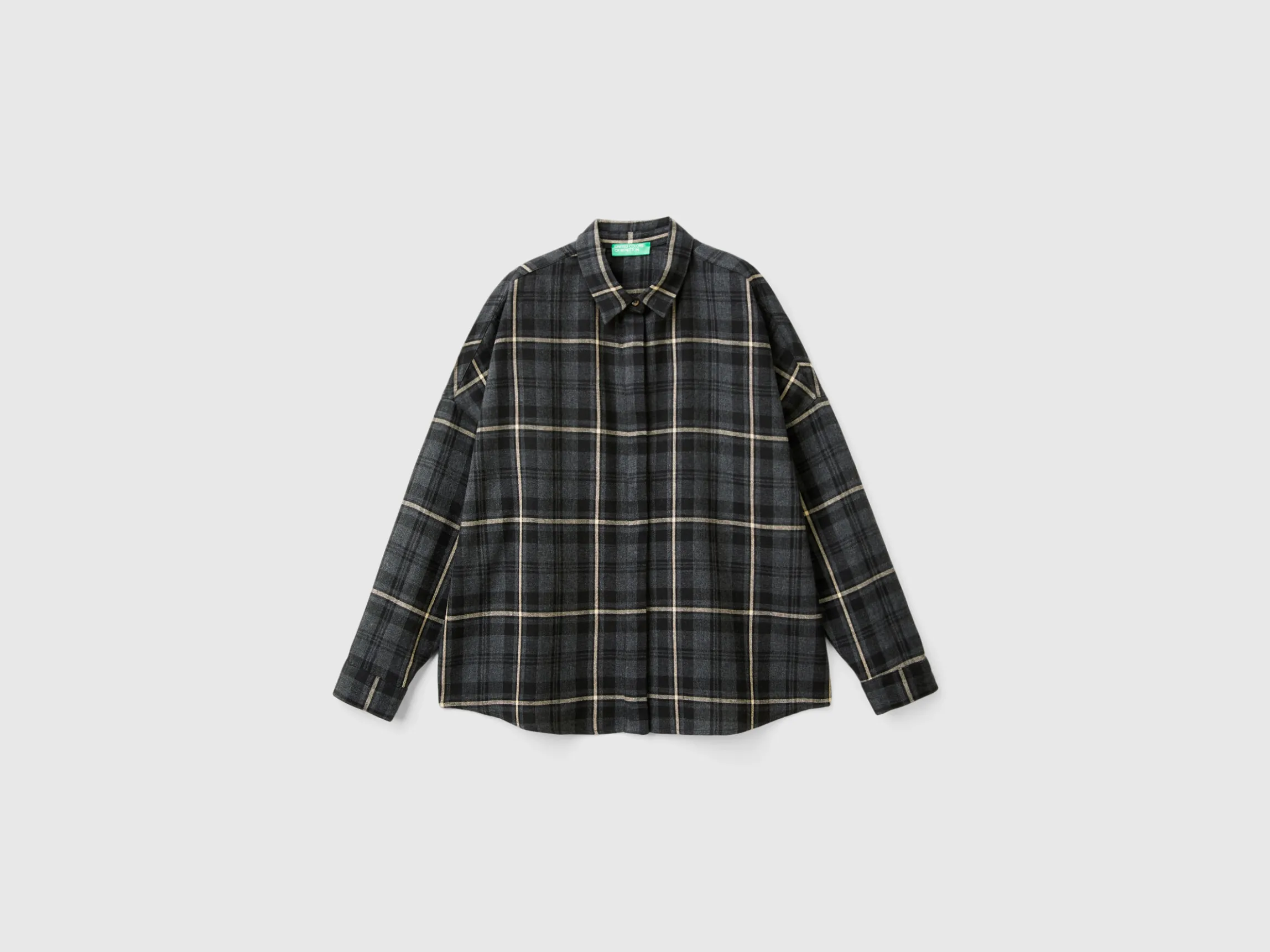 Tartan check wool blend shirt