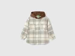 Tartan shirt with velvet hood
