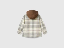 Tartan shirt with velvet hood