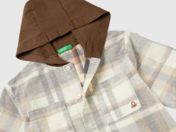 Tartan shirt with velvet hood