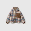 Teddy jacket with check pattern