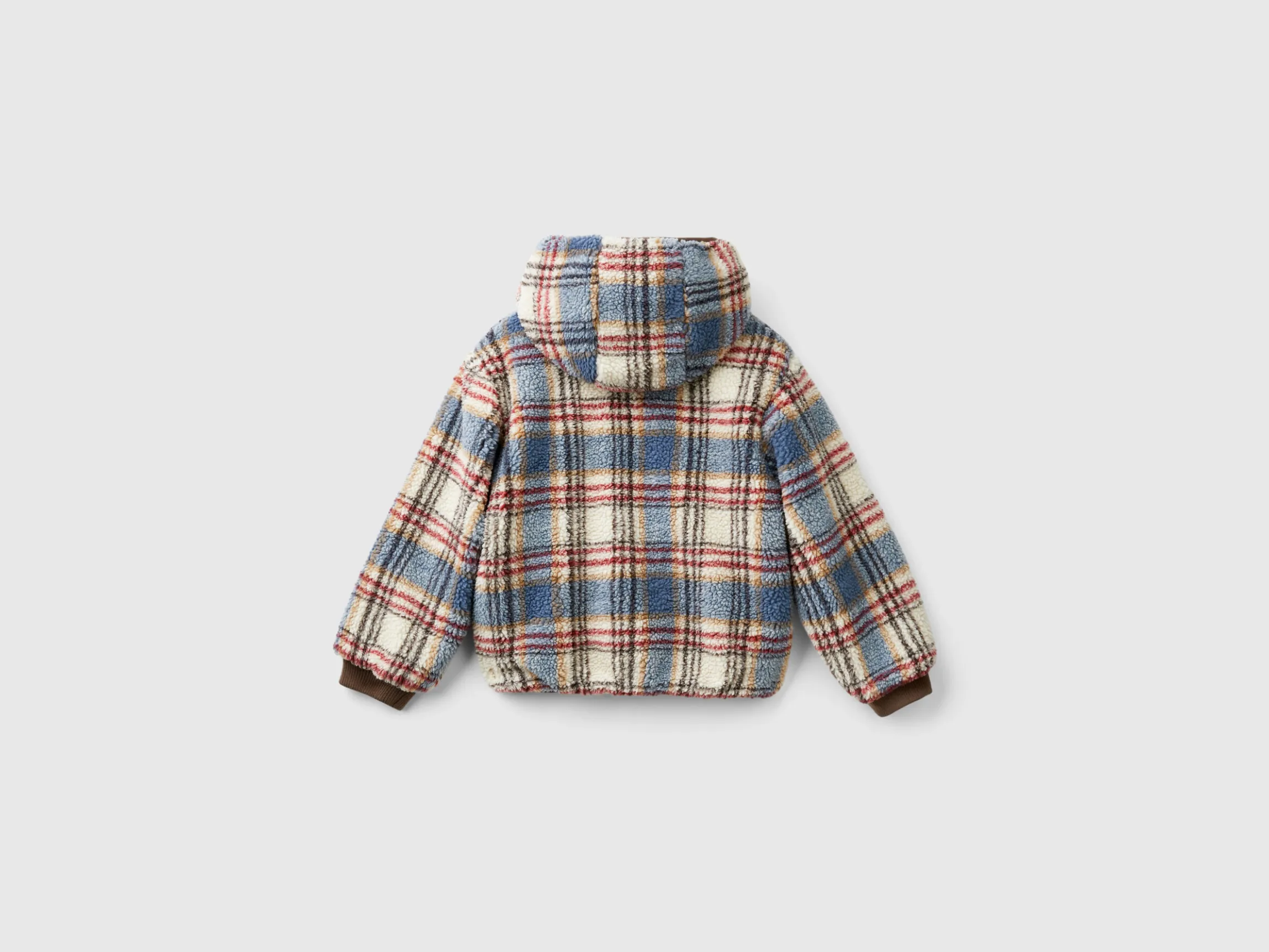 Teddy jacket with check pattern
