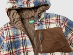 Teddy jacket with check pattern