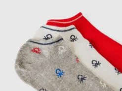 Three pairs of short socks with logo