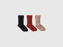 Three pairs of socks in lurex and cotton blend
