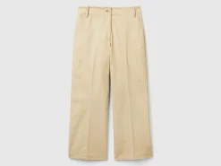 Trousers in stretch cotton with straight leg