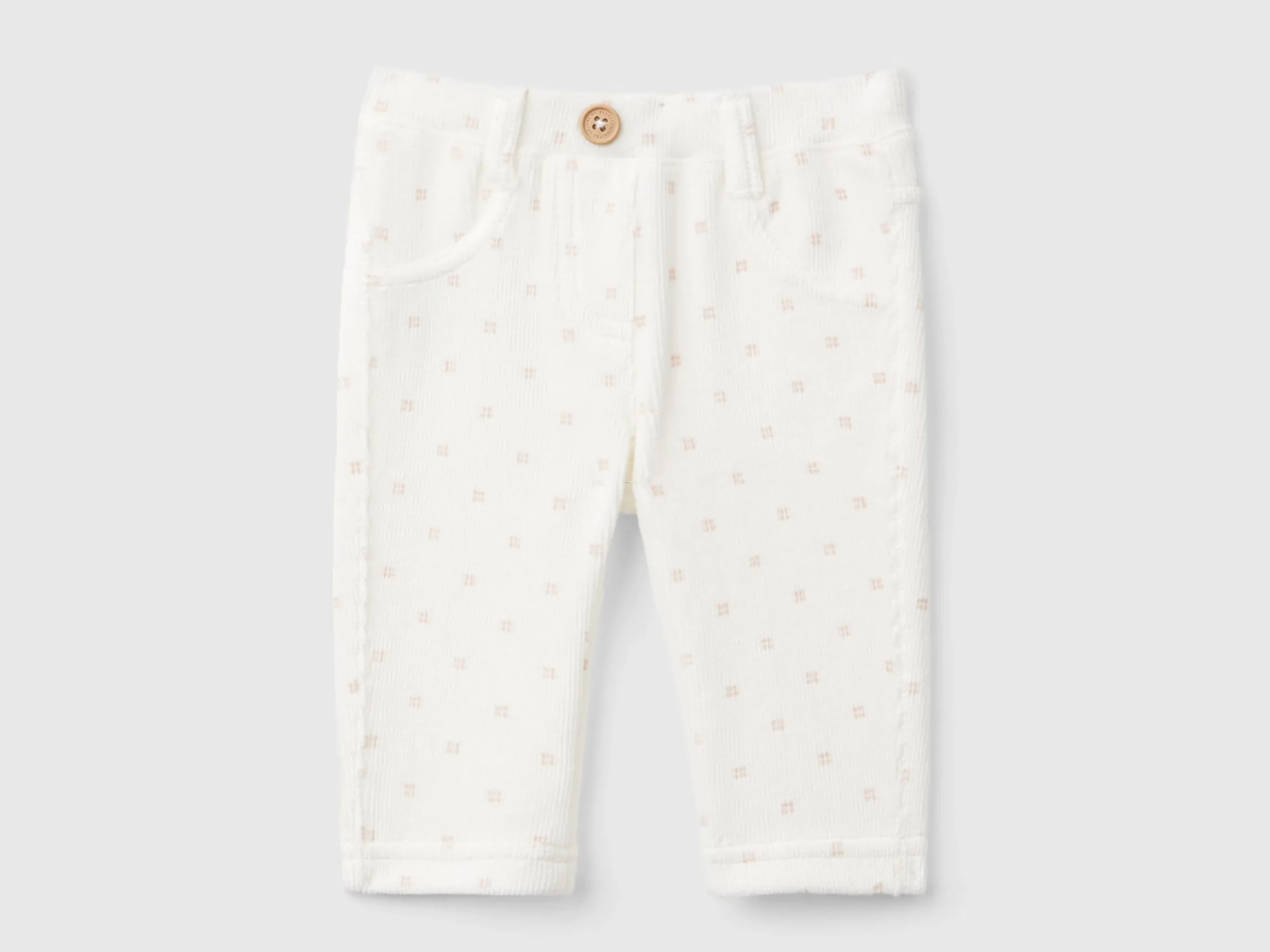 Trousers with chenille pattern print
