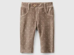 Trousers with chenille pattern print
