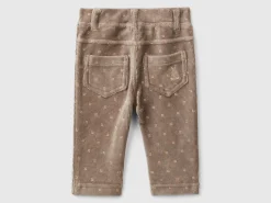 Trousers with chenille pattern print