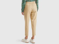 Trousers with cuff in stretch viscose blend