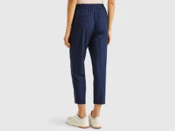 Trousers with cuff in stretch viscose blend