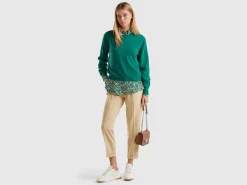 Trousers with cuff in stretch viscose blend
