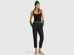 Trousers with cuff in stretch viscose blend