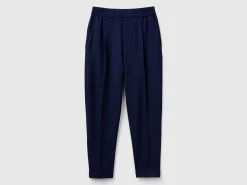 Trousers with cuff in stretch viscose blend