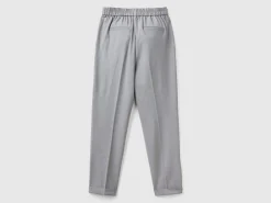 Trousers with cuff in stretch viscose blend