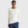 T-shirt in viscose and cashmere blend