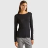 T-shirt in viscose and wool blend