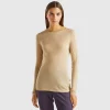 T-shirt in viscose and wool blend