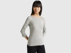 T-shirt with boat neck in 100% cotton