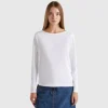 T-shirt with boat neck in 100% cotton