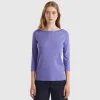 T-shirt with boat neck in 100% cotton