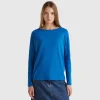 T-shirt with boat neck in 100% cotton