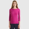T-shirt with boat neck in 100% cotton