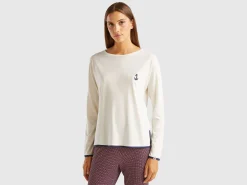 T-shirt with embroidery in viscose blend