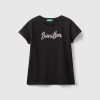 T-shirt with glittery logo in organic cotton