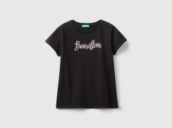 T-shirt with glittery logo in organic cotton