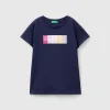 T-shirt with glittery logo in organic cotton