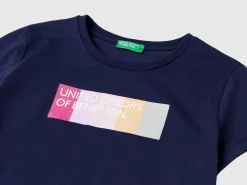 T-shirt with glittery logo in organic cotton