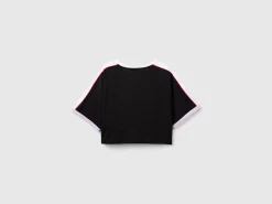 T-shirt with graffiti print and rhinestone