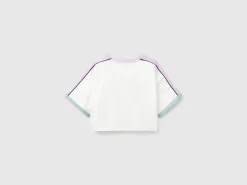T-shirt with graffiti print and rhinestone
