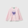 T-shirt with petal effect applique