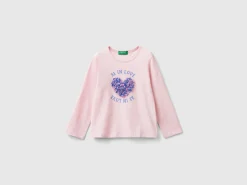 T-shirt with petal effect applique