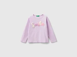 T-shirt with petal effect applique