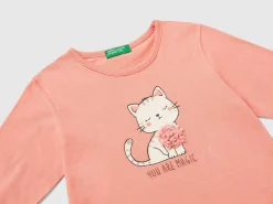 T-shirt with petal effect applique