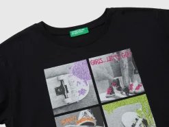 T-shirt with photo print and glitter